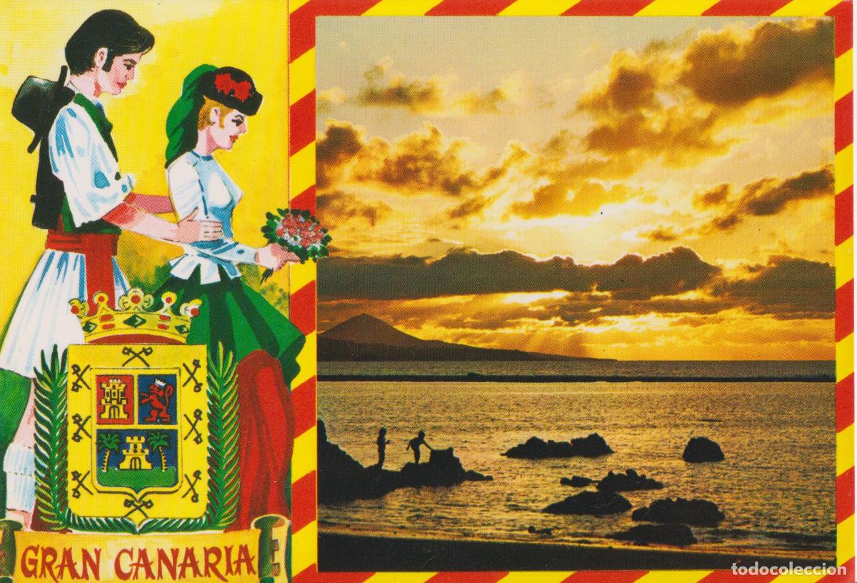 Postales: GRAN CANARIA, PUESTA DE SOL EN LAS CANTERAS - MIGUEL DIAZ 1101 - S/C