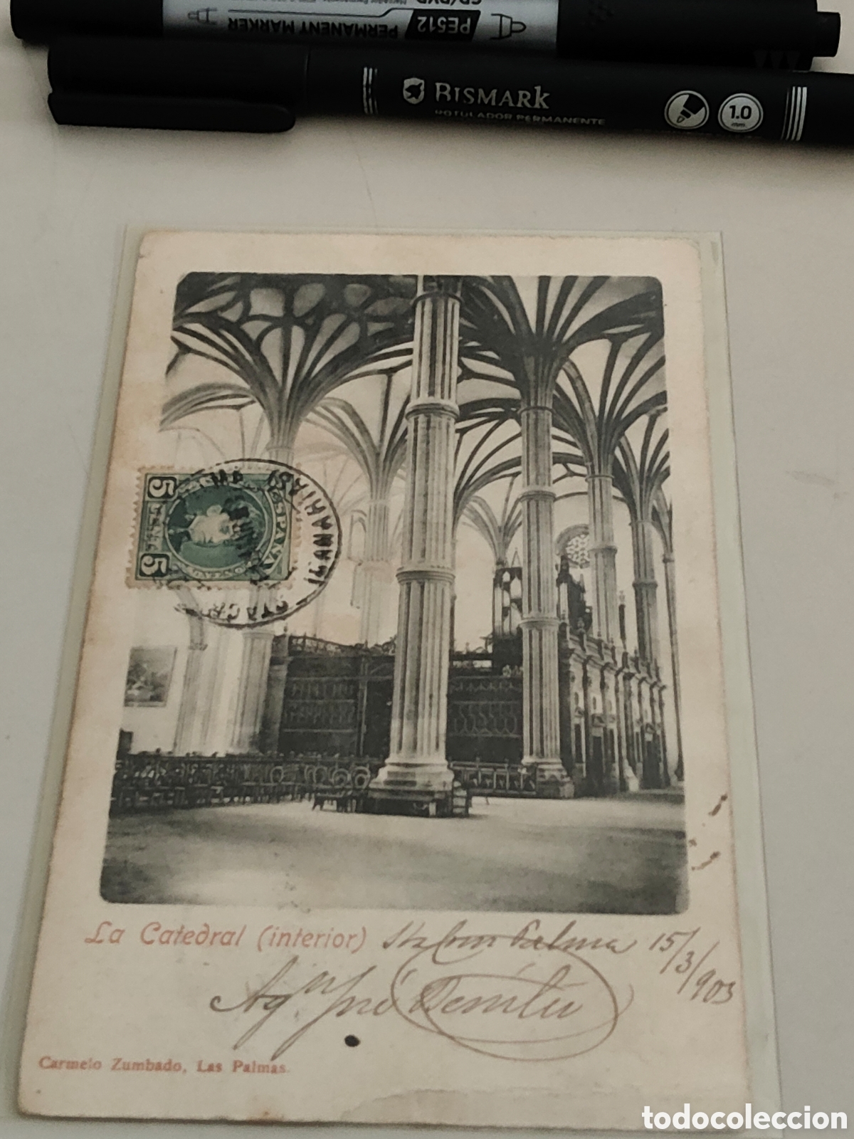 Postales: Tarjeta postal Las Palmas Gran Canaria La Catedral (Interior) sin dividir Editor Carmelo Zumbado