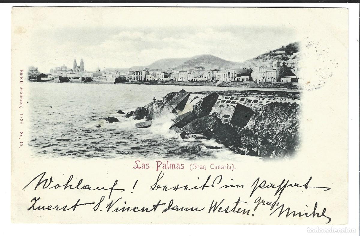 Postales: LAS PALMAS 1898. GRAN CANARIA. SELLO PEL&Oacute;N EN EL REVERSO