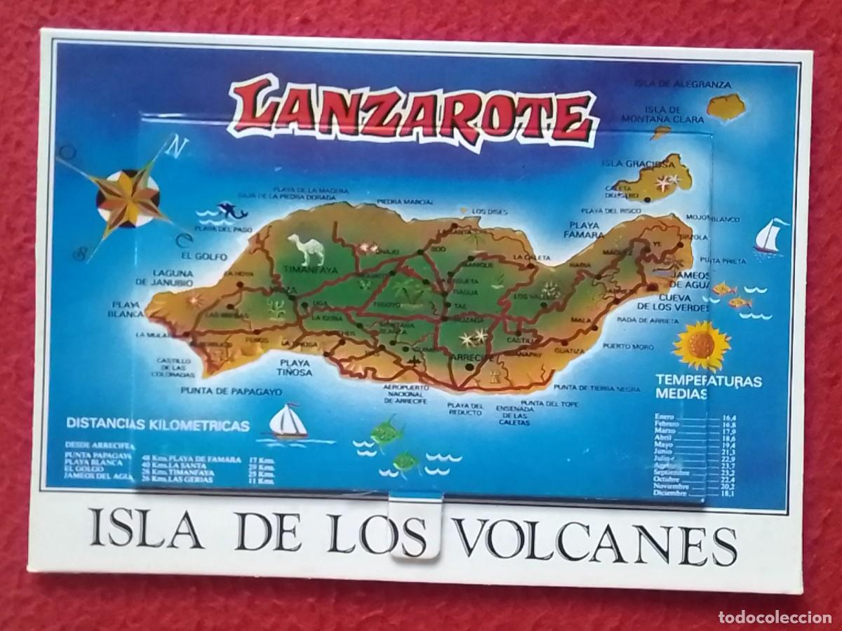 Postales: ANTIGUA POSTAL POST CARD DE LANZAROTE CANARY ISLANDS ISLA DE LOS VOLCANES, CON TIRA DE IM&Aacute;GENES...