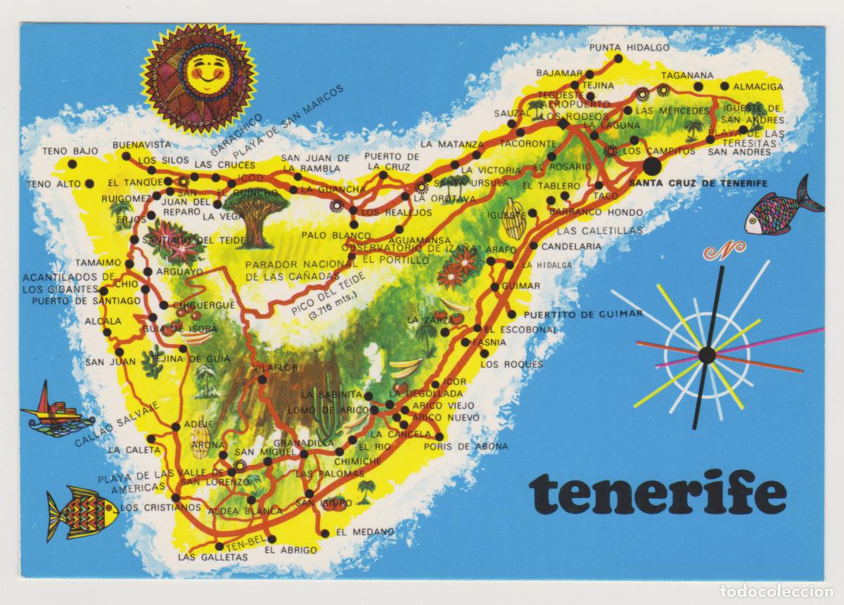 Postales: TARJETA POSTAL - TENERIFE - MAPA DE LA ISLA - N&ordm; 2899 - EDICIONES GASTEIZ