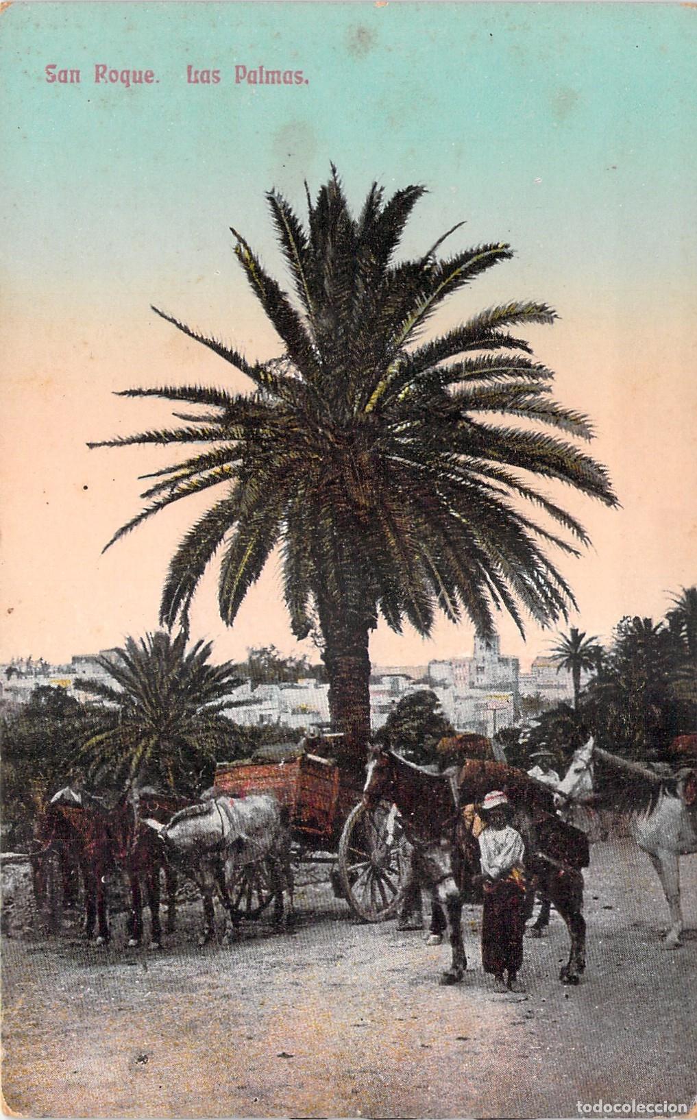 Postales: Postal de Las Palmas, San Roque con carruajes