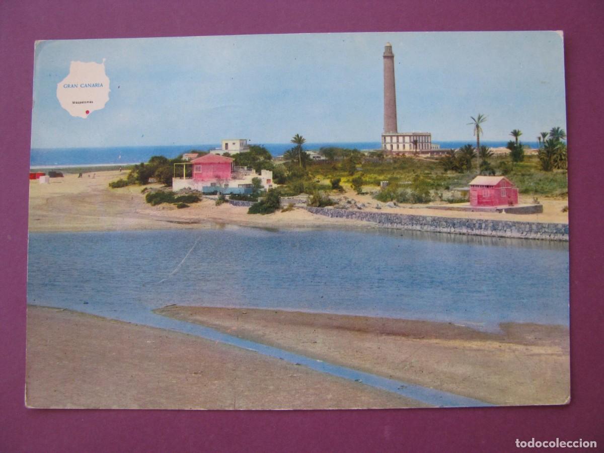Postales: POSTAL DE GRAN CANARIA. MASPALOMAS. LAGO Y FARO. ARTEGRAFICA ESCRITA
