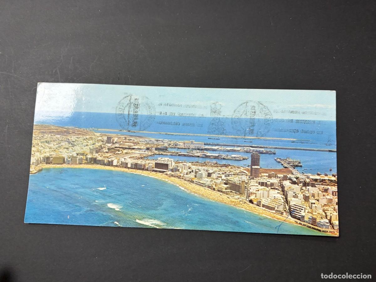Postales: TARJETA POSTAL. CANARIAS. GRAN CANARIA. VISTA A&Eacute;REA PLAYA Y PUERTO.