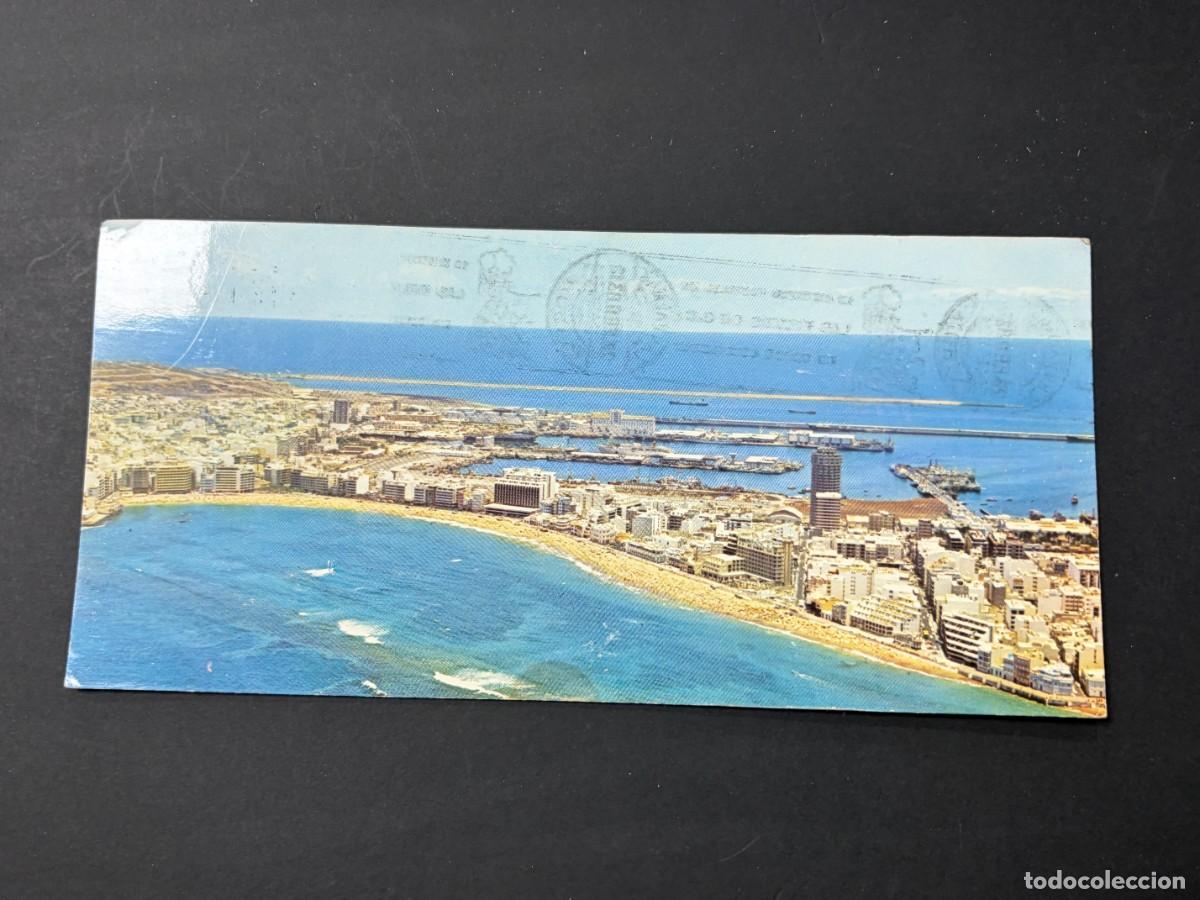 Postales: TARJETA POSTAL. CANARIAS. GRAN CANARIA. VISTA A&Eacute;REA PLAYA Y PUERTO.