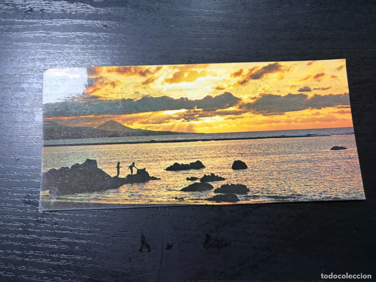 Postales: TARJETA POSTAL. GRAN CANARIA. N&ordm; 4.- PUESTA DE SOL EN LA PLAYA DE LAS CANTERAS.