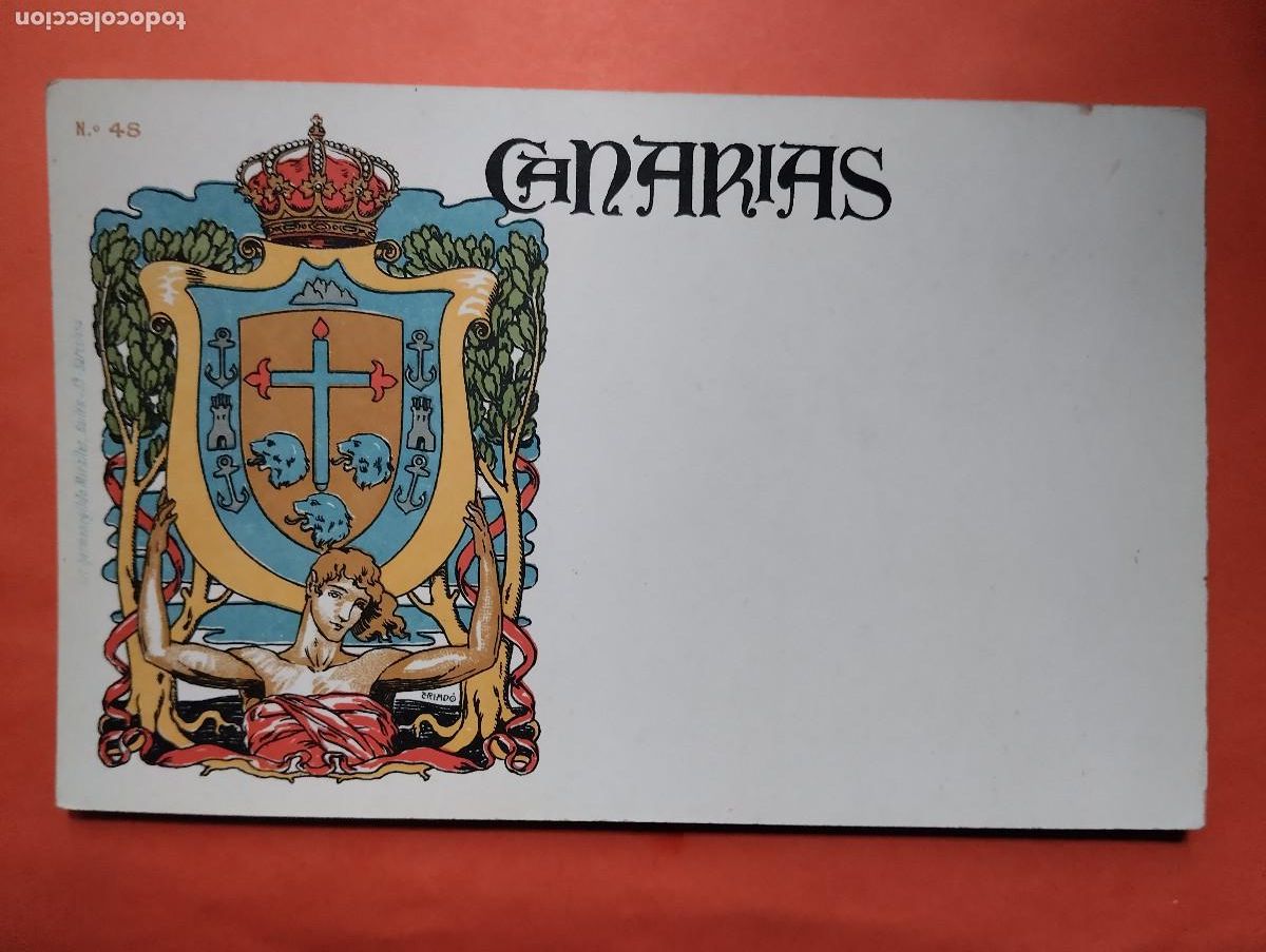 Cartoline: POSTAL N&ordm; 48. ESCUDO DE CANARIAS LIT HERMENEGILDO MIRALLES.