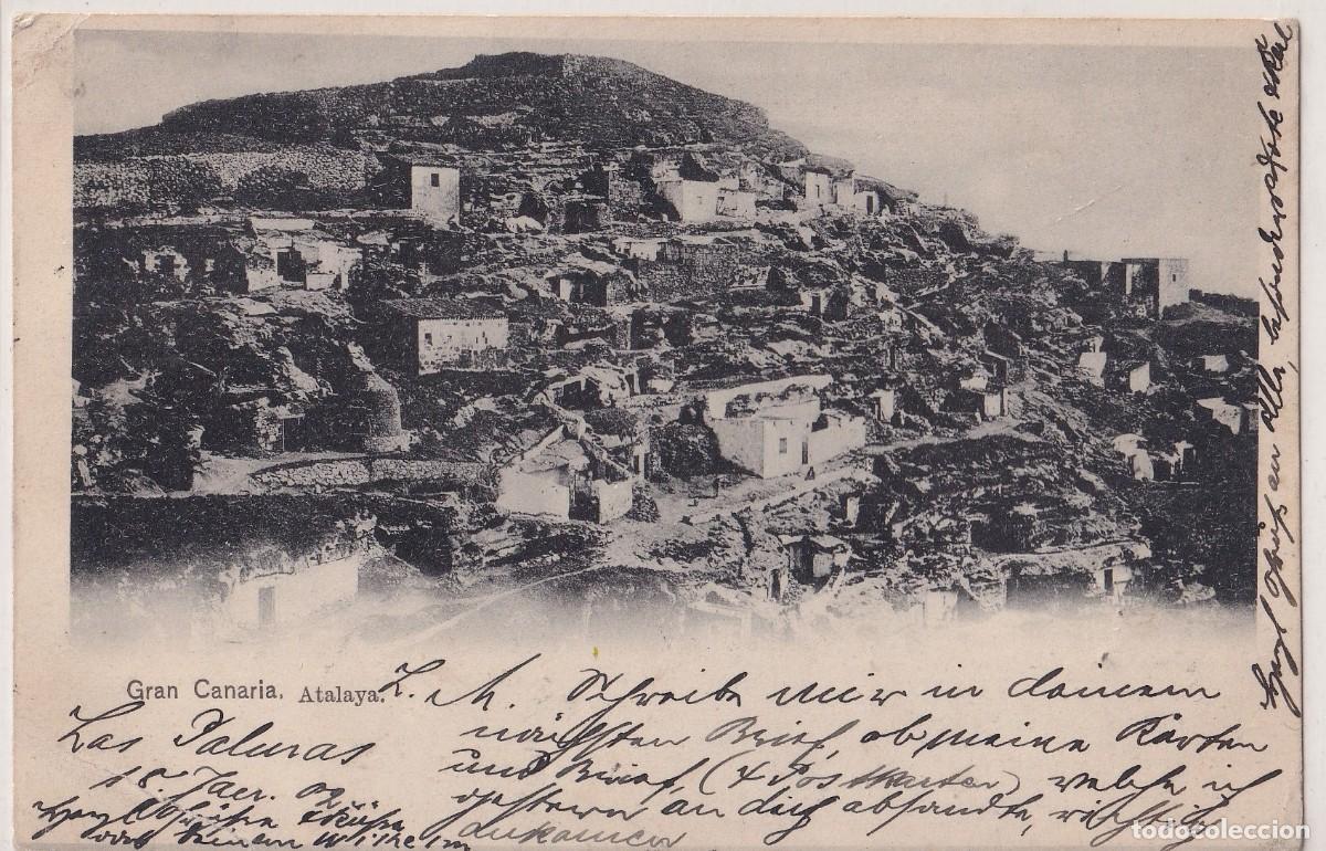 Postales: Gran Canaria Atalaya. Reverso sin dividir circulada, sello desprendido. Enviada a Alemania