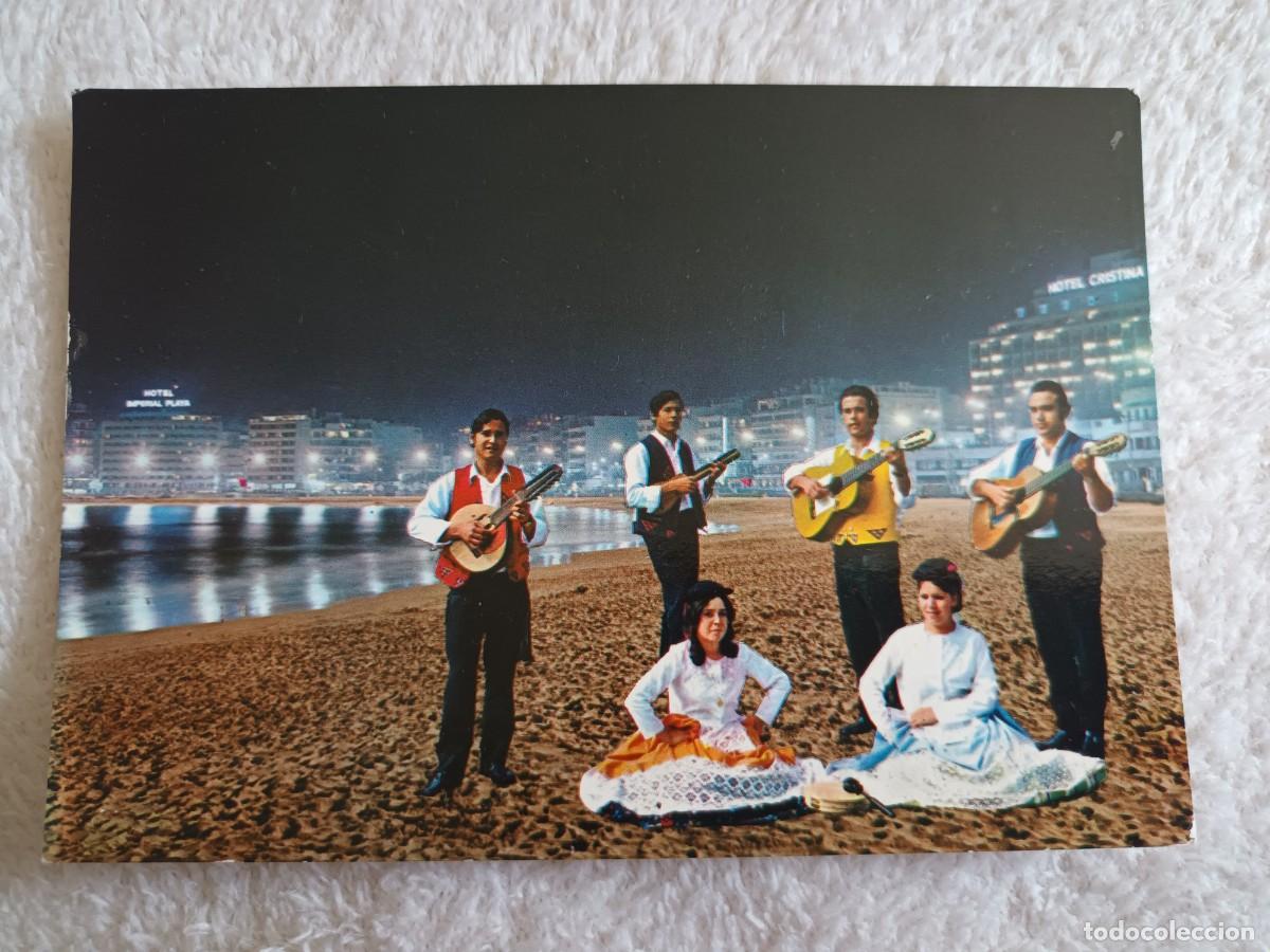 Postales: LAS PALMAS DE GRAN CANARIA (LAS PALMAS). CONJUNTO TIPICO EN LA PLAYA DE LAS CANTERAS (1972)