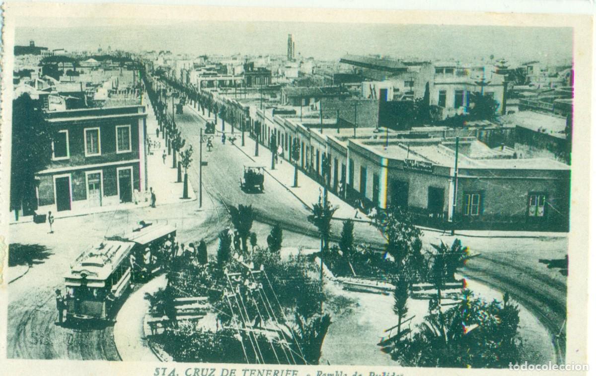 Postales: SANTA CRUZ DE TENERIFE. RAMBLA DE PULIDO. TRANV&Iacute;A. HACIA 1925