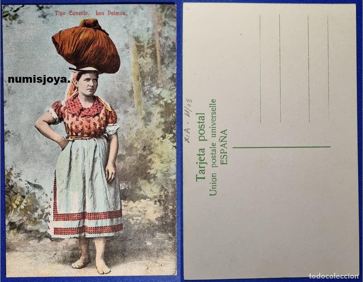 Postales: Postal de Las Palmas (Espa&ntilde;a) a&ntilde;o 1910. TIPO CANARIO. Uni&oacute;n Postal Universal.