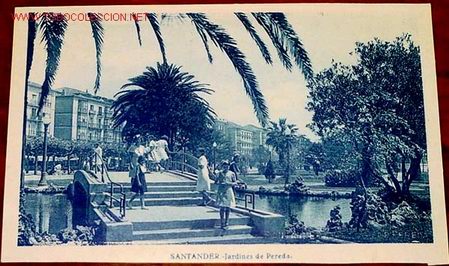 Postales: ANTIGUA POSTAL DE SANTANDER - JARDINES DE PEREDA - Foto 1