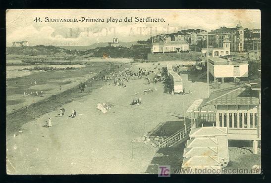 Postales: TARJETA POSTAL SANTANDR, PRIMERA PLAYA DEL SARDINERO N&ordm; 44
