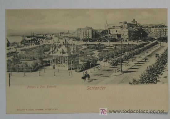 Postales: TARJETA POSTAL SANTANDER. Parque y Pza. Velarde - Foto 1