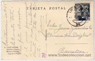 Postales: SANTANDER. SUBIDA A PIQUIO. CIRCULADA 1955. - Foto 2