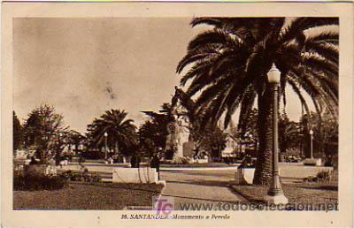 Postales: SANTANDER. MONUMENTO A PEREDA. (L. ROISIN.) - Foto 1
