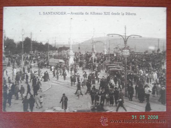 Postales: SANTANDER - AVENIDA DE ALFONSO XIII DESDE LA RIBERA - Foto 1