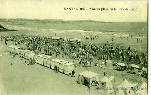 Postales: POSTAL PRIMERA PLAYA EN HORA DE BA&Ntilde;O CON GENTES DEL LUGAR