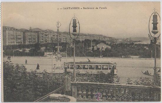 Postales: TARJETA POSTAL DE SANTANDER BOULEVARD DE PEREDA TRANVIA - Foto 1
