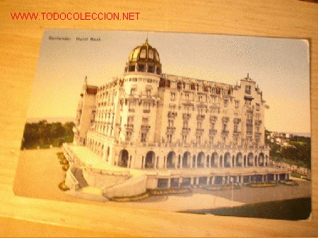 Cartoline: Antigua Postal colorada de SANTANDER-HOTEL REAL.