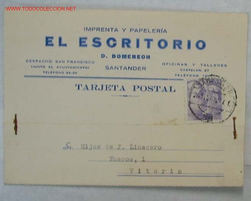 Postales: TARJETA POSTAL EL ESCRITORIO. SANTANDER - Foto 1