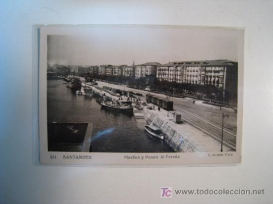 Postales: SANTANDER: MUELLES Y PASEO DE PEREDA (ROISIN). POSTAL - Foto 1