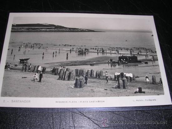 Cartoline: 2.-SANTANDER SEGUNDA PLAYA -PLAYA CASTA&Ntilde;EDA-L. ROISIN FOTGR.-14X9 CM.