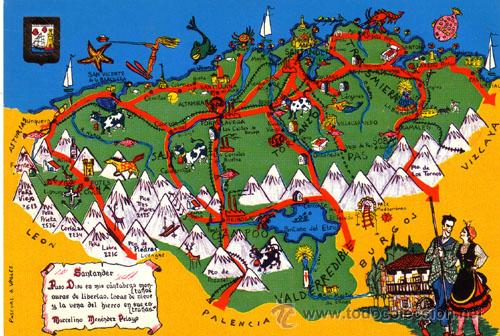 Postales: N&ordm; 2565 POSTAL SANTANDER CANTABRIA MAPA - Foto 1
