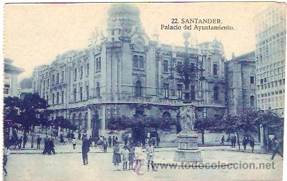 Postales: POSTAL SANTANDER PALACIO DEL AYUNTAMIENTO - Foto 1