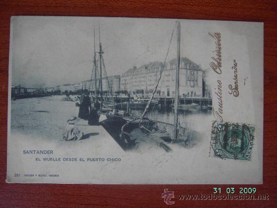 Postales: SANTANDER - EL MUELLE DESDE EL PUERTO CHICO - Foto 1