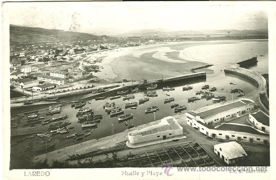 Postales: LAREDO.MUELLE Y PLAYA. A&Ntilde;0 1953. - Foto 1