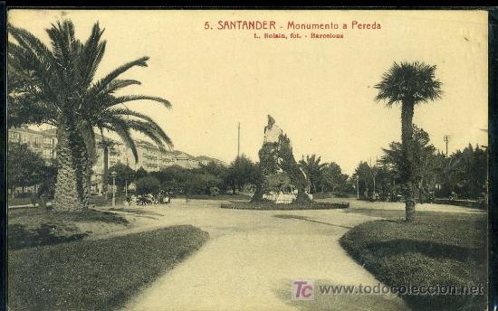 Postales: TARJETA POSTAL DE SANTANDER, MONUMENTO A PEREDA - Foto 1