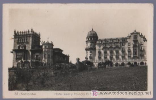 Postales: TARJETA POSTAL DE SANTADER. HOTEL REAL Y PALACIO EL PROMONTORIO. 82. ED. ARRIBAS.