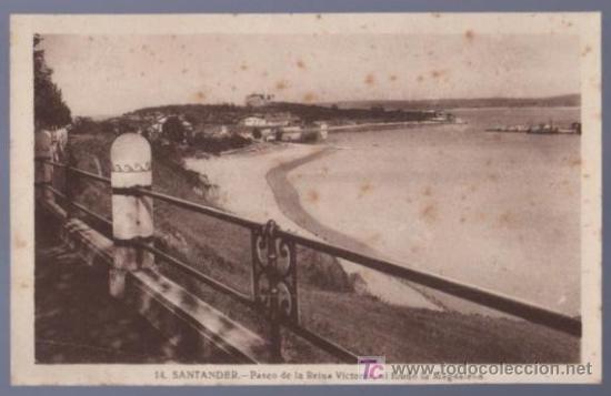 Postales: TARJETA POSTAL DE SANTADER. PASEO DE LA REINA VICTORIA, AL FONDO LA MAGDALENA. 14.