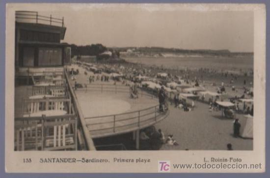 Postales: TARJETA POSTAL DE SANTADER. SARDINERO. PRIMERA PLAYA. 133. L. ROISIN.
