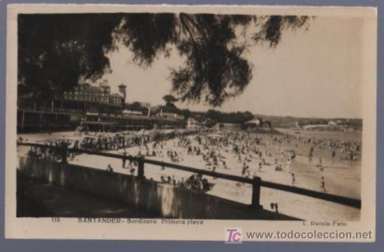 Postales: TARJETA POSTAL DE SANTADER. SARDINERO. PRIMERA PLAYA. 115. L. ROISIN.