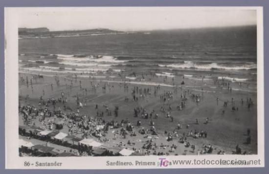 Postales: TARJETA POSTAL DE SANTADER. SARDINERO. PRIMERA PLAYA. 86. ED. ARRIBAS.