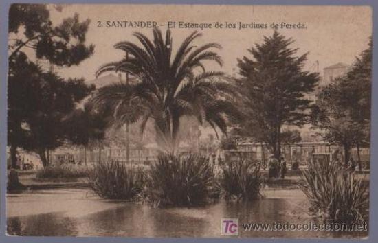 Postales: TARJETA POSTAL DE SANTADER. EL ESTANQUE DE LOS JARDINES DE PEREDA.2.