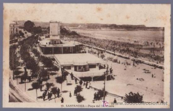 Postales: TARJETA POSTAL DE SANTADER. PLAYA DEL SARDINERO. 19.