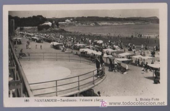 Postales: TARJETA POSTAL DE SANTADER. SARDINERO. PRIMERA PLAYA. 105. L- ROISIN.