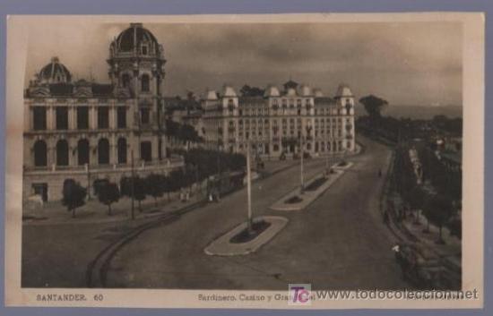 Postales: TARJETA POSTAL DE SANTADER. SARDINERO. CASINO Y GRAN HOTEL. 60. ED. ARRIBAS.