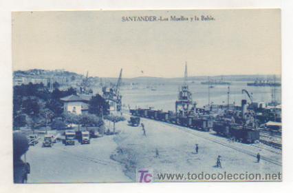 Postales: SANTANDER. LOS MUELLES Y LA BAHIA. FERROCARRILES. - Foto 1