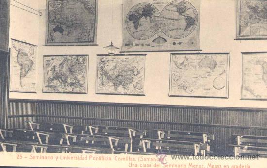 Cartoline: COMILLAS(CANTABRIA).- SEMINARIO Y UNIVERSIDAD PONTIFICIA. CLASE DEL SEMINARIO MENOR