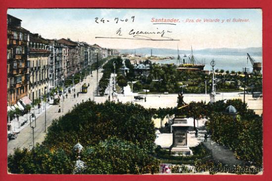 Postales: SANTANDER , PLAZA DE VELARDE Y EL BULEVAR , P32.595 - Foto 1