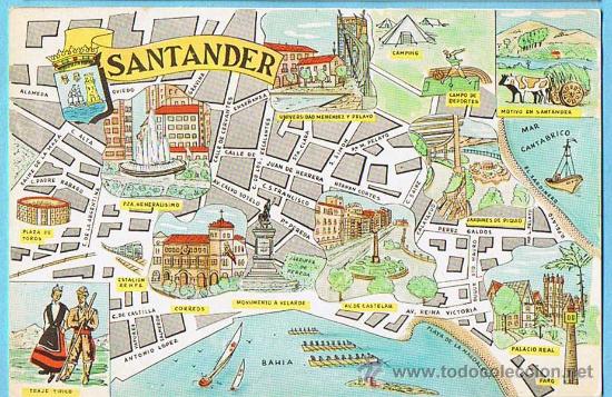 Postcards: POSTAL PLANO MONUMENTAL Y OTROS DE SANTANDER. FRESMO, 1964.