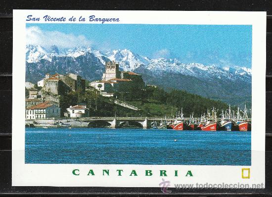 Postales: SAN VICENTE DE LA BARQUERA. VISTA PARCIAL, AL FONDO PICOS DE EUROPA
