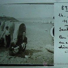 Postales: ANTIGUA FOTOGRAFIA ESTEREOSCOPICA DE CRISTAL, POSITIVO - SANTANDER, AGOSTO DE 1922 - BARQUILLERO EN . Lote 24756381