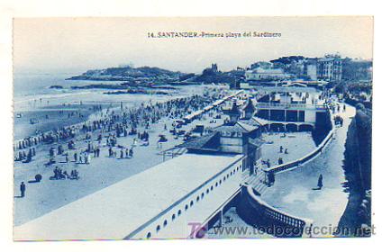 Postales: SANTANDER. PRIMERA PLAYA DEL SARDINERO. - Foto 1