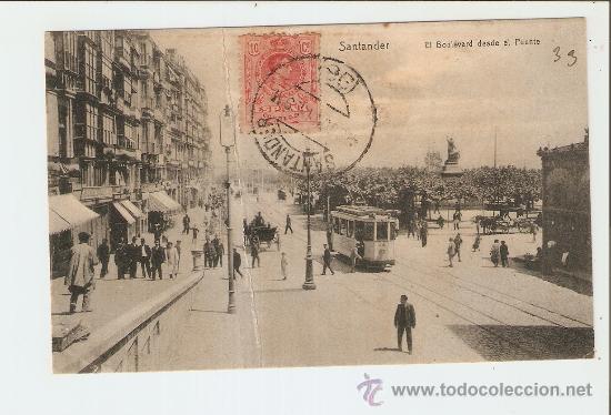 Postales: Santander - El Boulevard desde el Puente 1911 - Foto 1