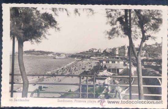 Cartes Postales: SANTANDER.- SARDINERO.-PRIMERA PLAYA DESDE PIQU&Iacute;O.